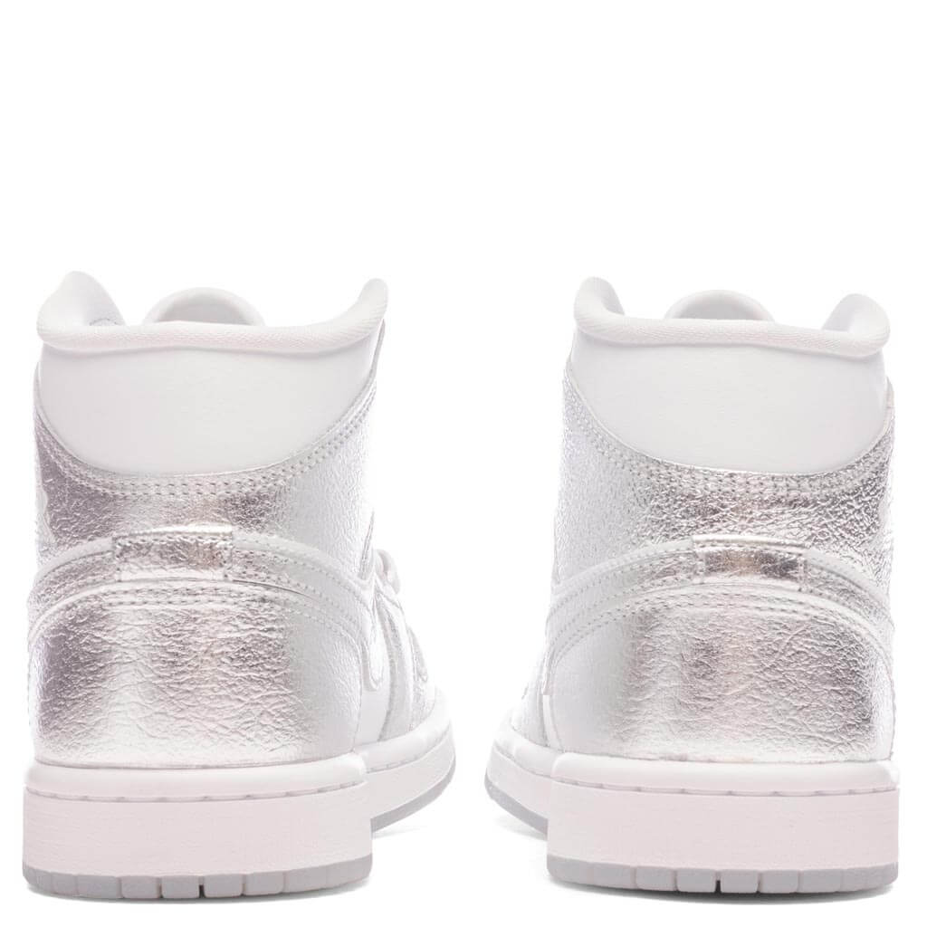 Women's Air Jordan 1 Mid - White/Metallic Silver/Wolf Grey