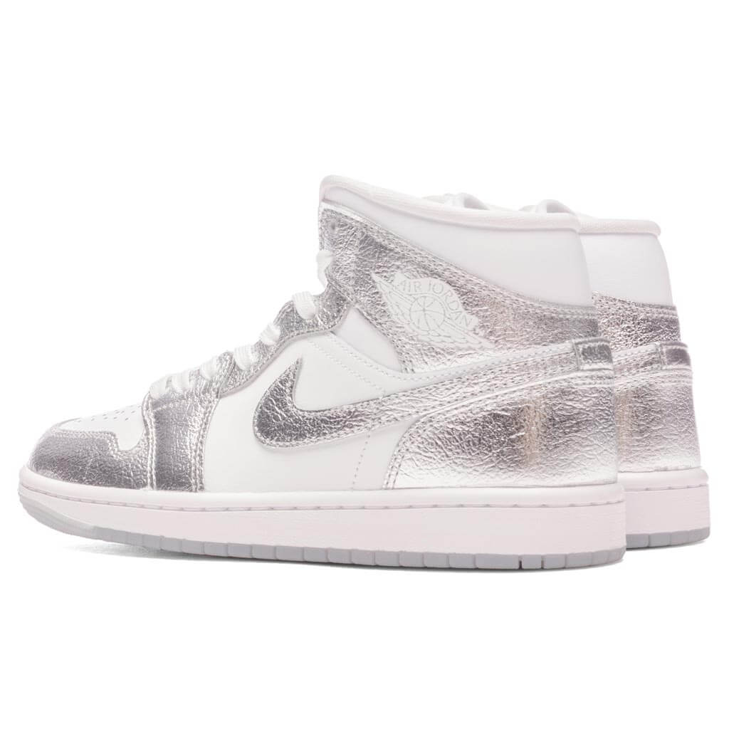 Women's Air Jordan 1 Mid - White/Metallic Silver/Wolf Grey