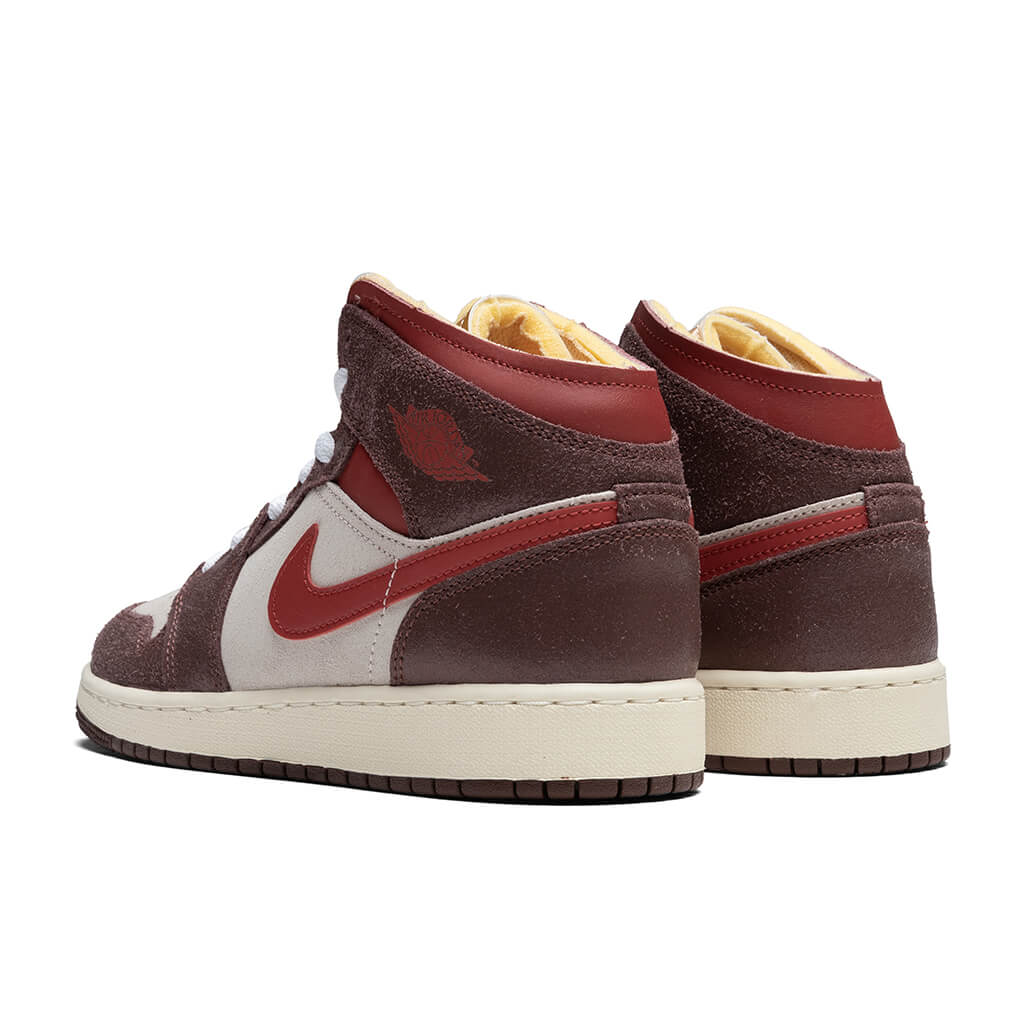 Air Jordan 1 Mid SE (GS) - Coconut Milk/Varsity Red/Dark Pony