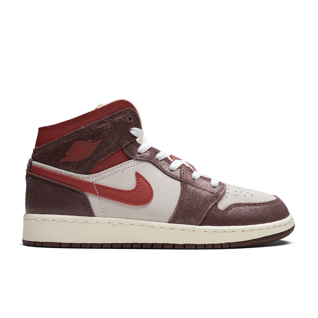 Air Jordan 1 Mid SE (GS) - Coconut Milk/Varsity Red/Dark Pony