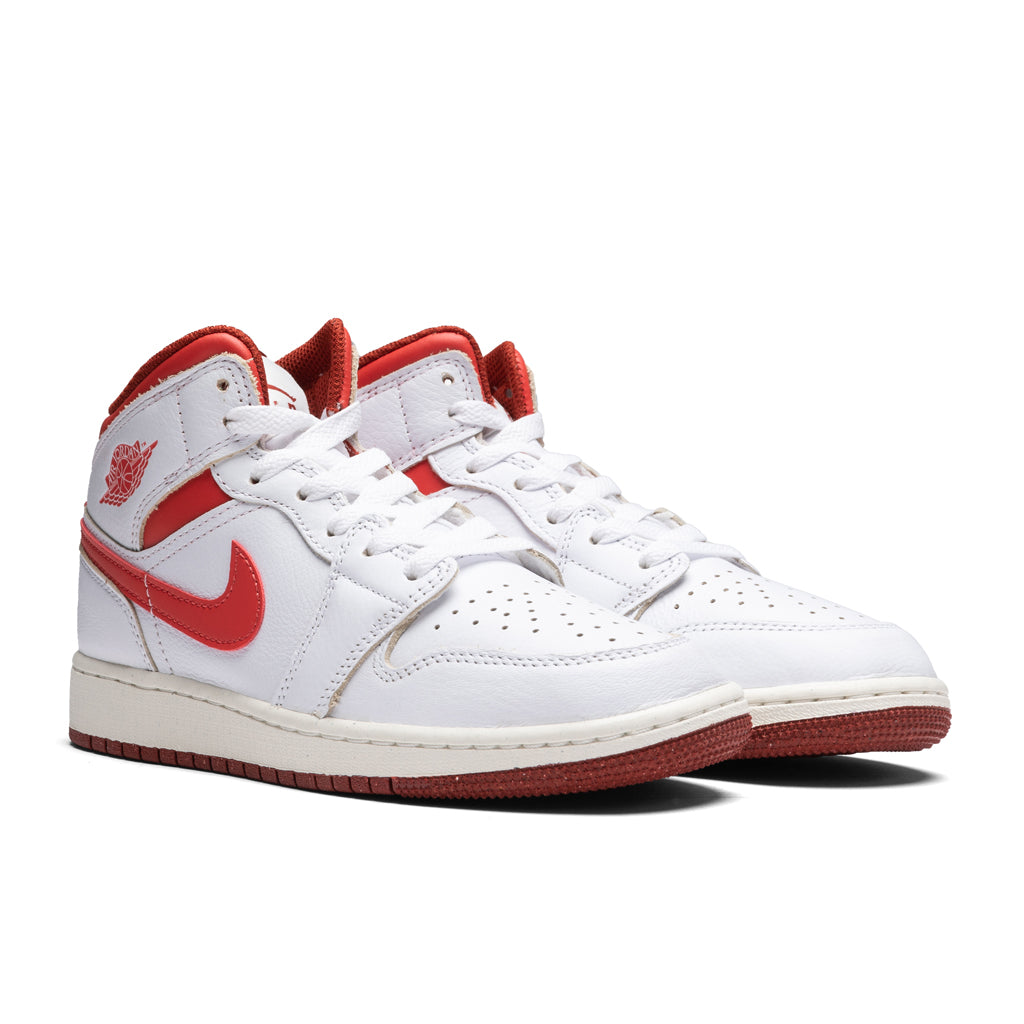 Air Jordan 1 Mid SE (GS) - White/Lobster/Dune Red