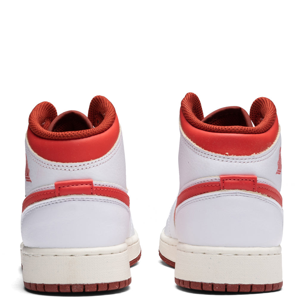 Air Jordan 1 Mid SE (GS) - White/Lobster/Dune Red
