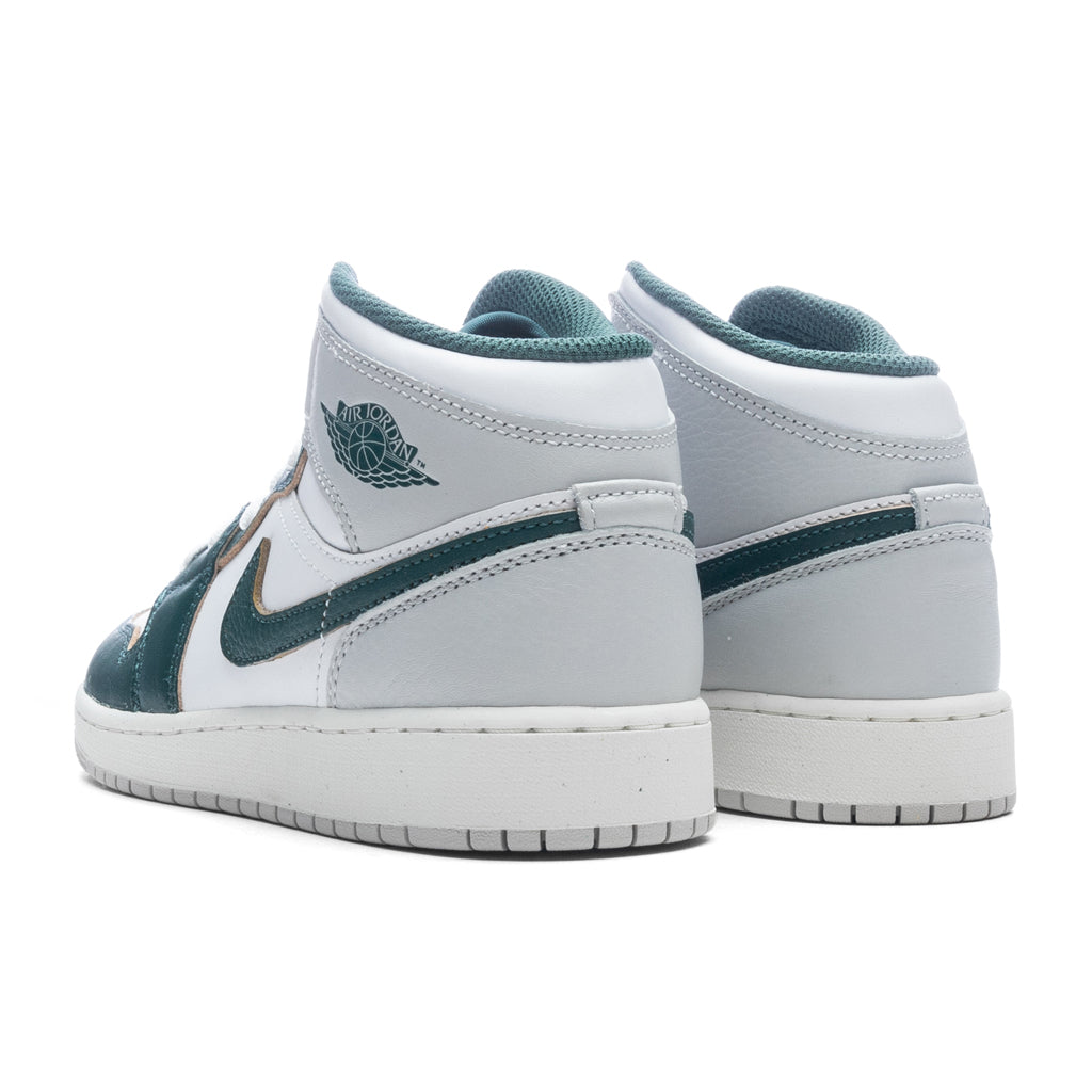 Air Jordan 1 Mid SE (GS) - White/Oxidized Green/Sail/Neutral Grey