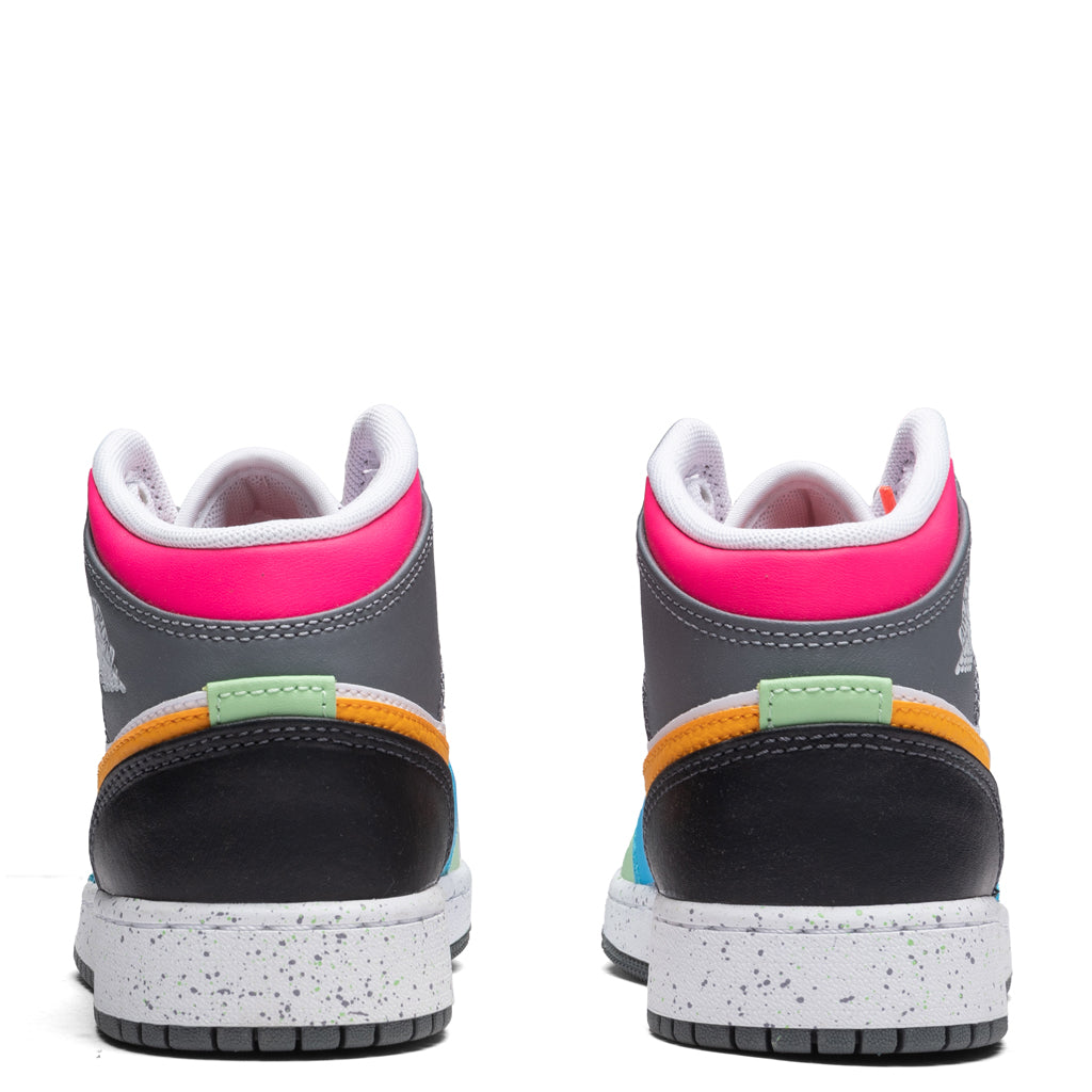 Air Jordan 1 Mid SE (GS) - White/Taxi/Dark Shadow/Hyper Pink