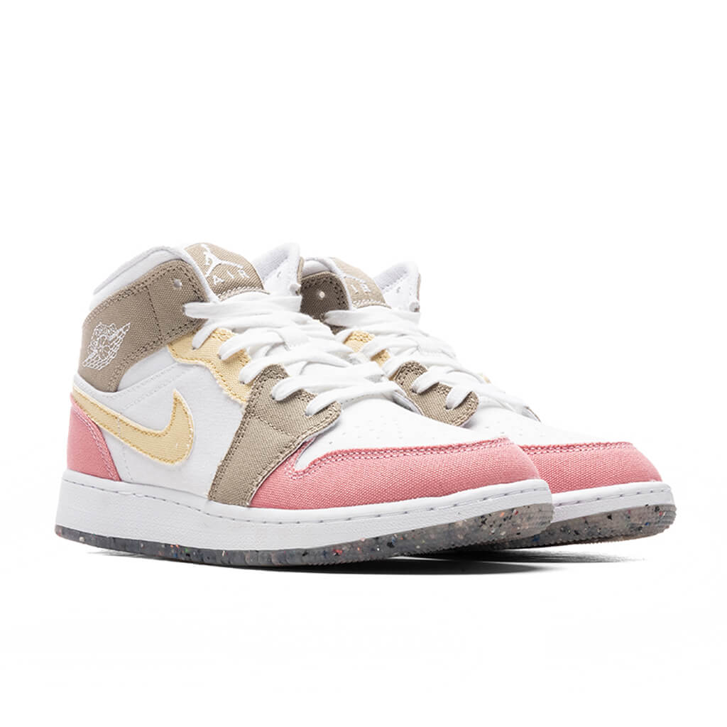 Air Jordan 1 Mid SE (GS) - White/Vivid Green