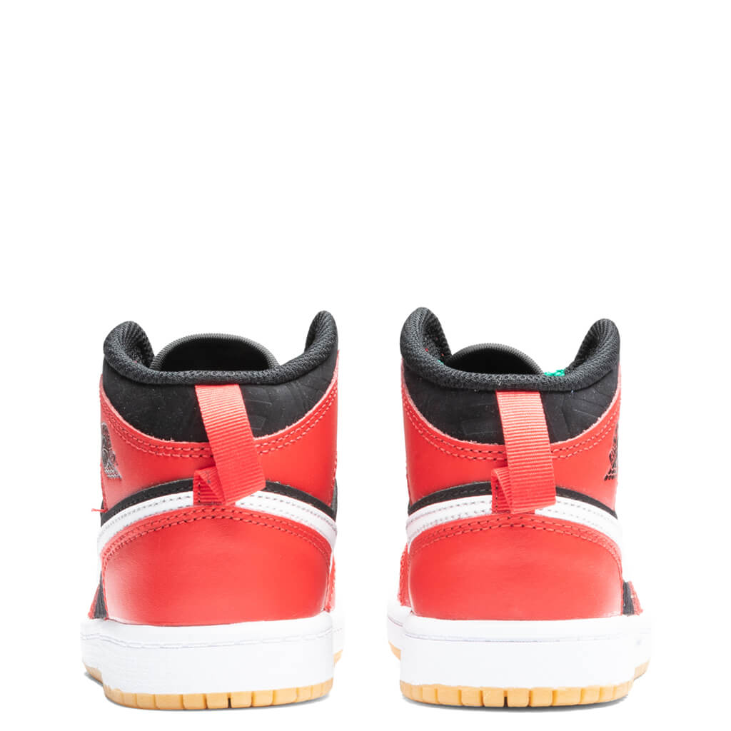 Air Jordan 1 Mid SE (PS) - Black/Fire Red/White/Malachite