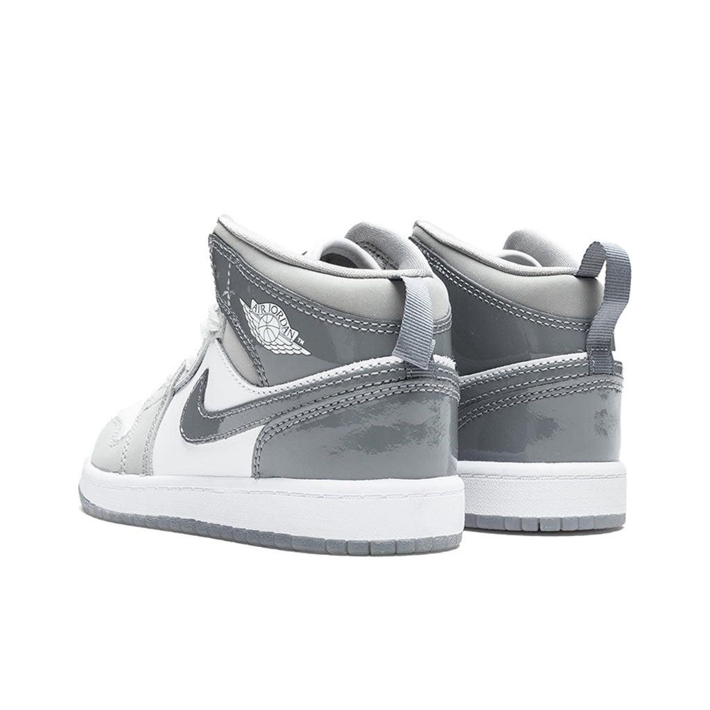 Air Jordan 1 Mid SE (PS) - White/Cool Grey/Medium Grey