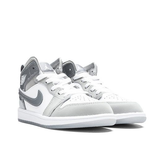 Air Jordan 1 Mid SE (PS) - White/Cool Grey/Medium Grey