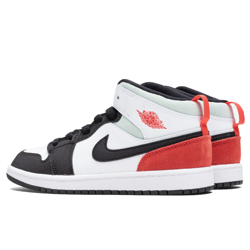 Air Jordan 1 Mid SE (PS) - White/Track Red