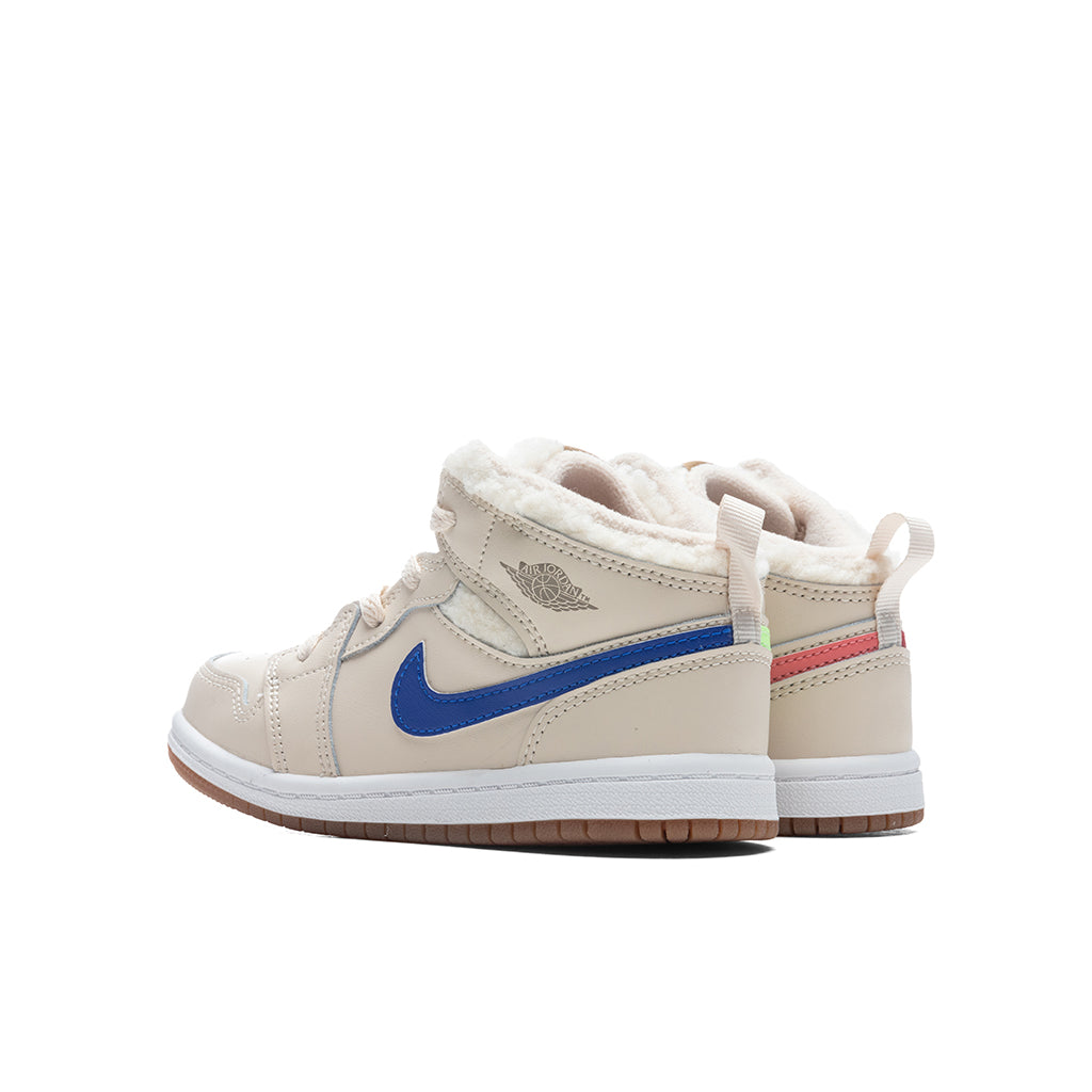 Air Jordan 1 Mid Utility (TD) "Fleece" - Pearl White/Racer Blue/DK Driftwood