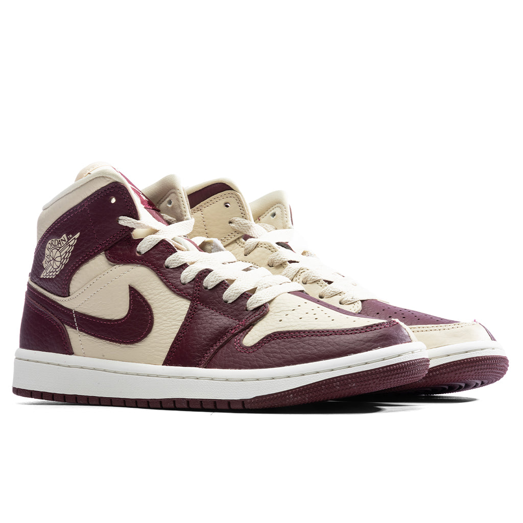 Women's Air Jordan 1 Mid - Beach/Cherry Wood Red/Sail