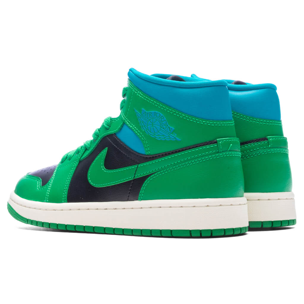 Women's Air Jordan 1 Mid - Black/Lucky Green/Aquatone