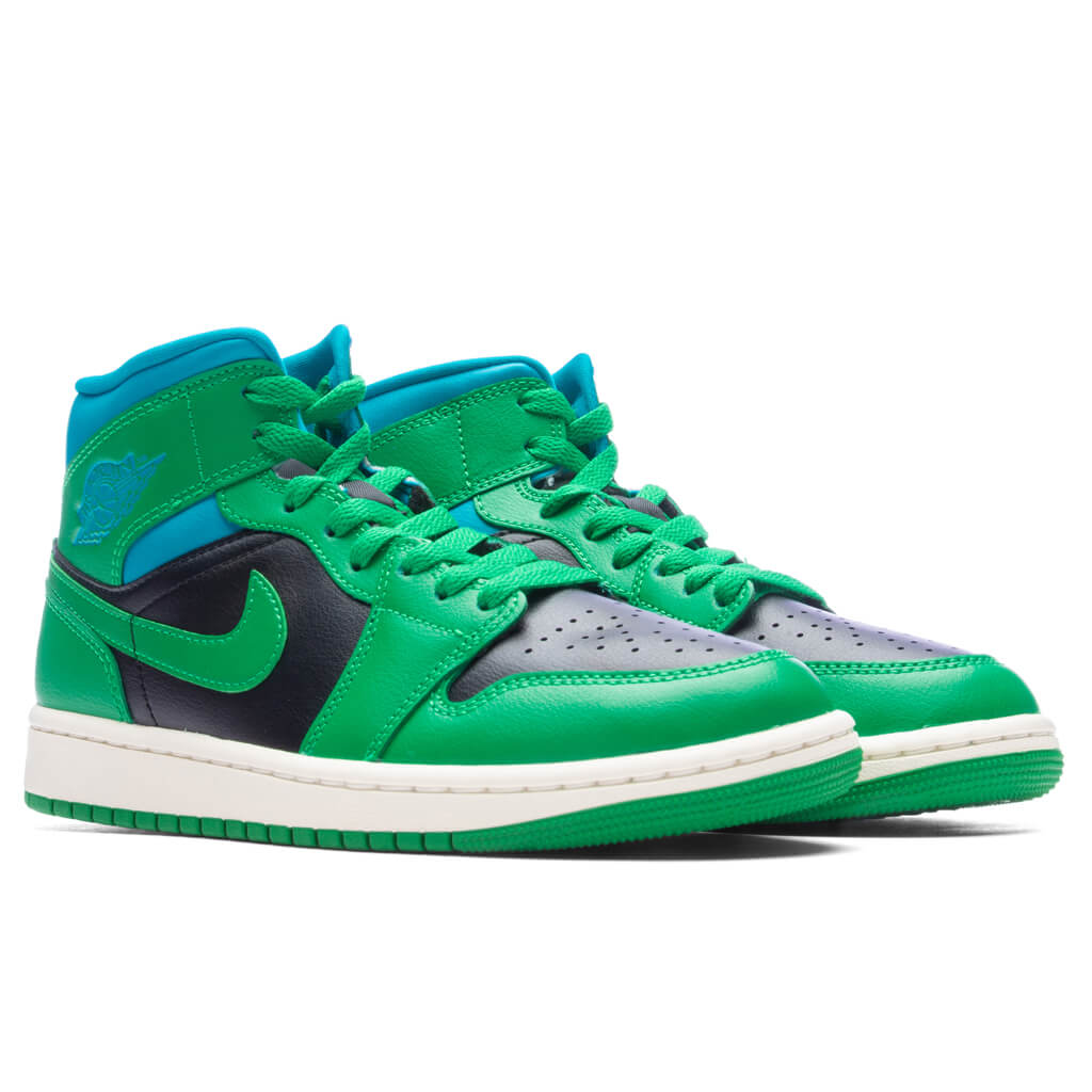 Women's Air Jordan 1 Mid - Black/Lucky Green/Aquatone