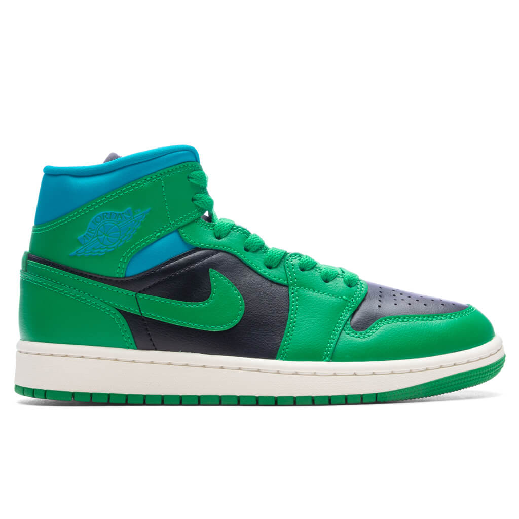 Women's Air Jordan 1 Mid - Black/Lucky Green/Aquatone