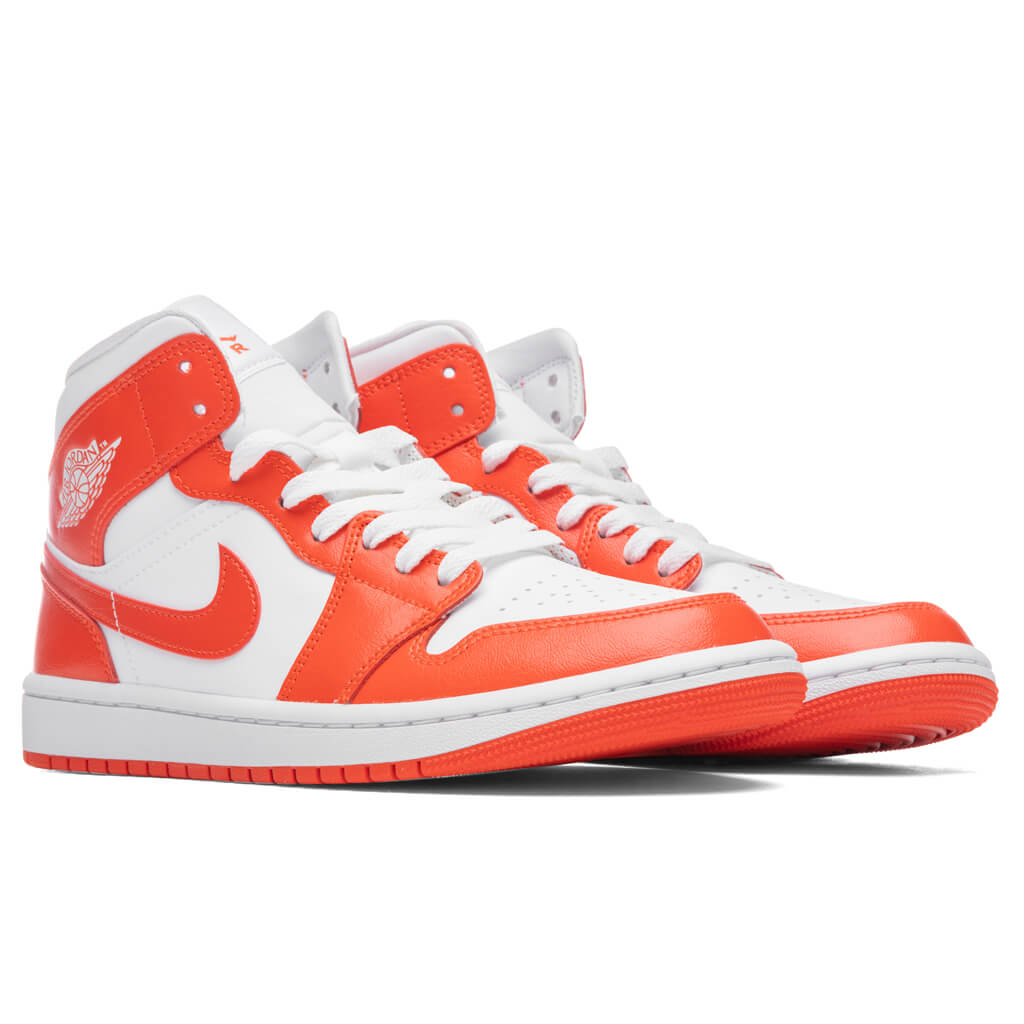 Women's Air Jordan 1 Mid - White/Habanero Red/White