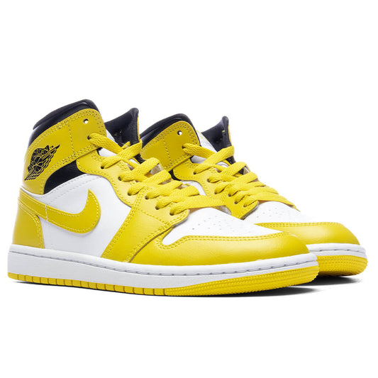 Women's Air Jordan 1 Mid - White/Vivid Sulfur/Black
