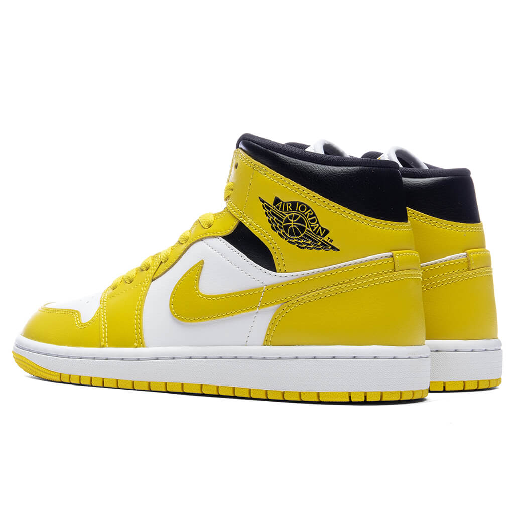 Women's Air Jordan 1 Mid - White/Vivid Sulfur/Black