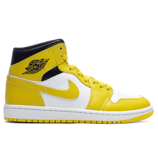 Women's Air Jordan 1 Mid - White/Vivid Sulfur/Black