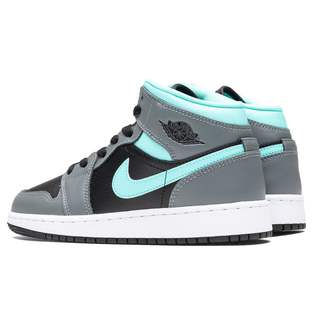 Air Jordan 1 Mid (GS) - Black/Aurora Green/Smoke Grey