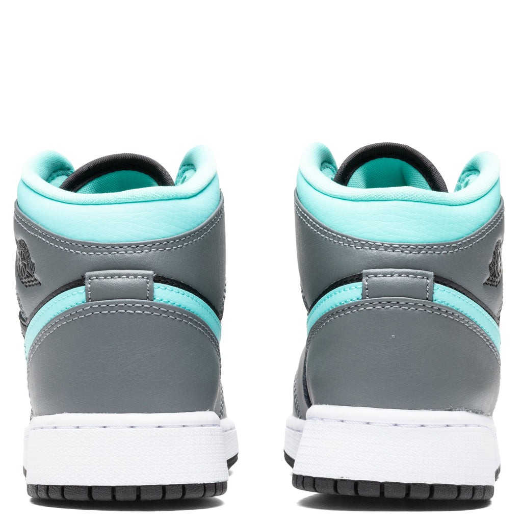 Air Jordan 1 Mid (GS) - Black/Aurora Green/Smoke Grey