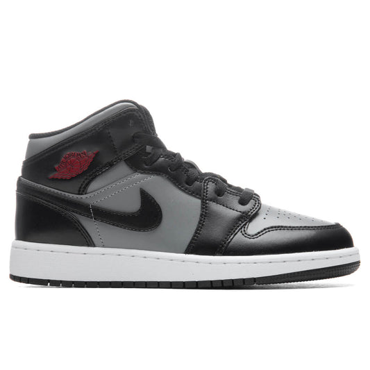 Air Jordan 1 Mid (GS) - Black/Gym Red/Particle Grey