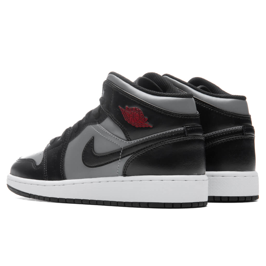 Air Jordan 1 Mid (GS) - Black/Gym Red/Particle Grey