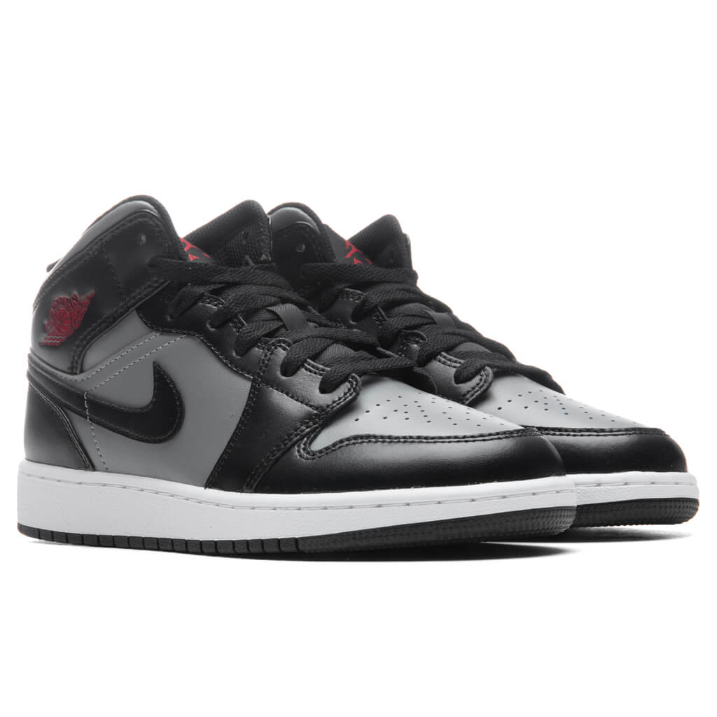 Air Jordan 1 Mid (GS) - Black/Gym Red/Particle Grey