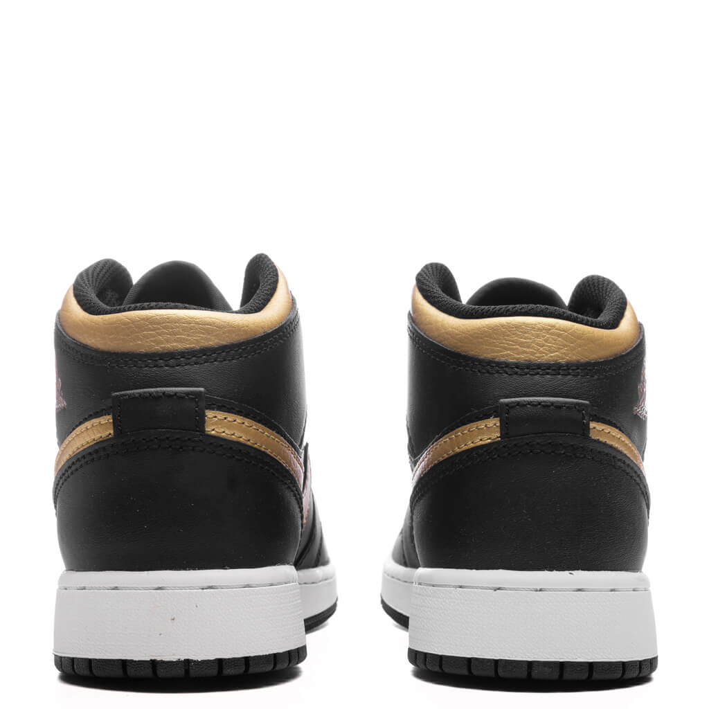 Air Jordan 1 Mid (GS) - Black/Metallic Gold/White