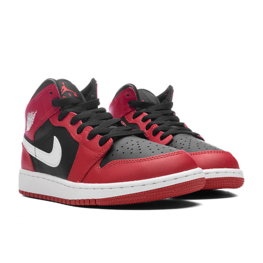 Air Jordan 1 Mid (GS) - Black/White/Gym Red