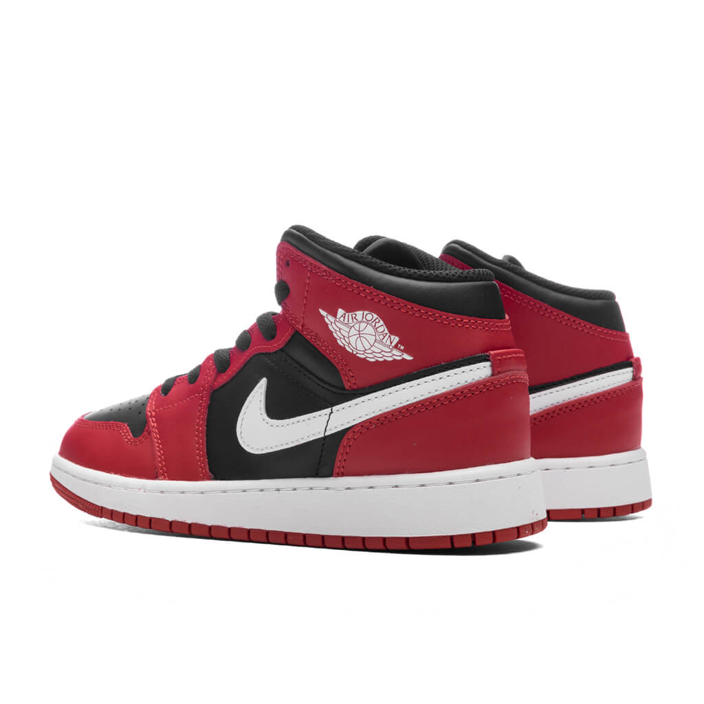 Air Jordan 1 Mid (GS) - Black/White/Gym Red