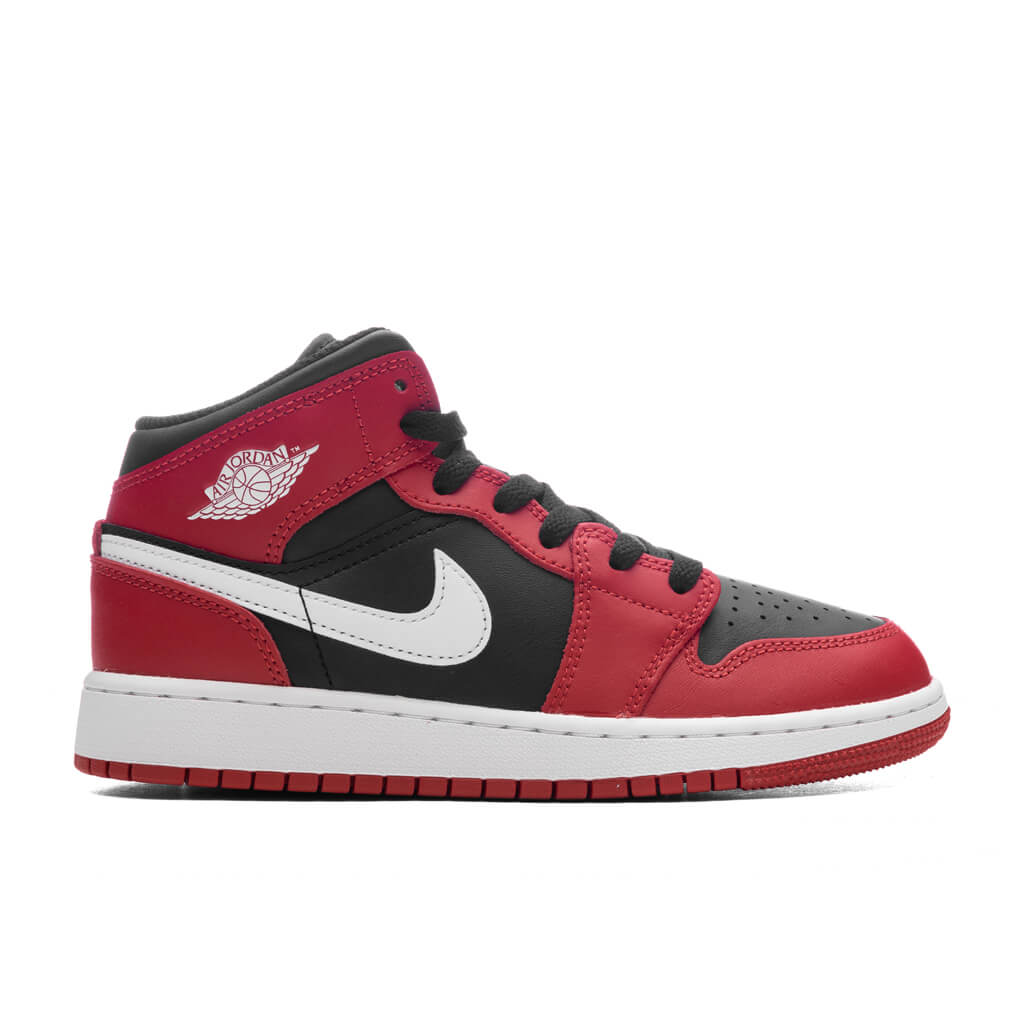 Air Jordan 1 Mid (GS) - Black/White/Gym Red
