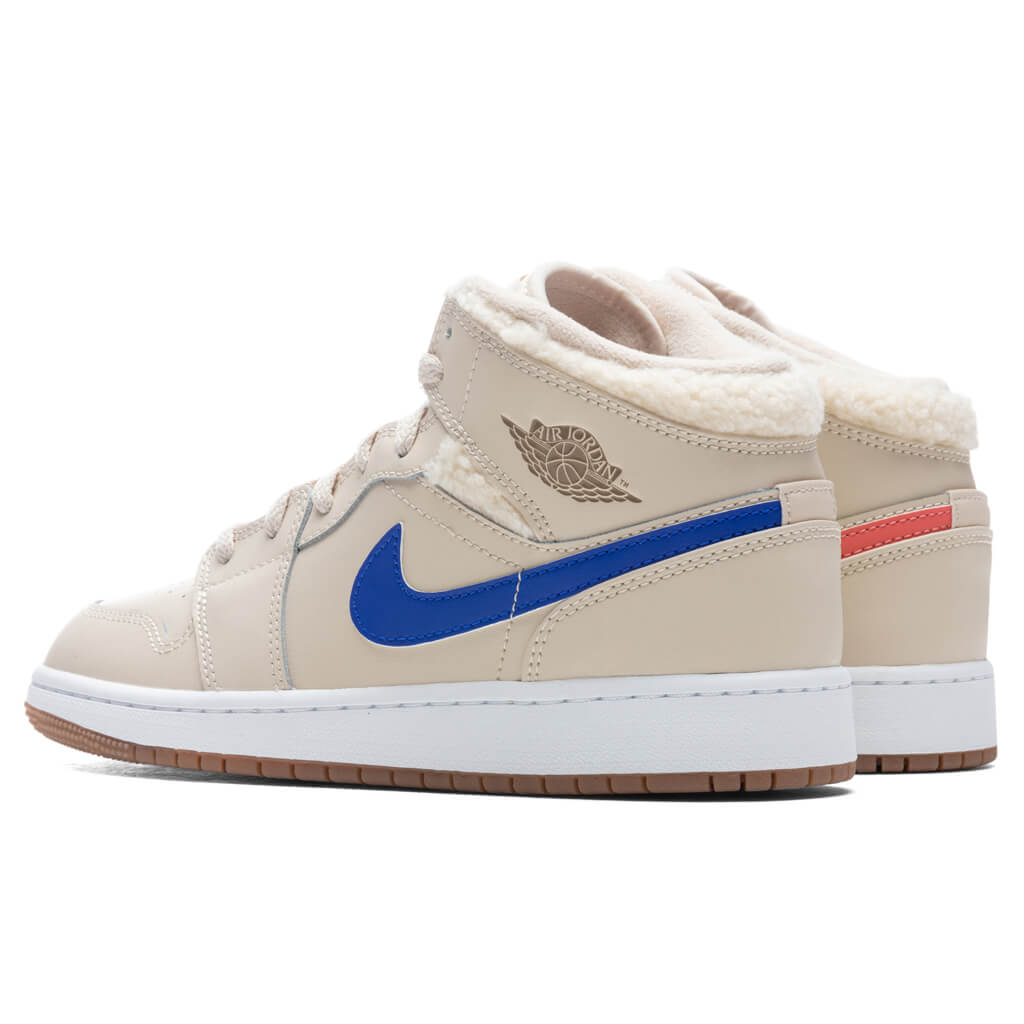 Air Jordan 1 Mid (GS) - Pearl White/Racer Blue/DK Driftwood