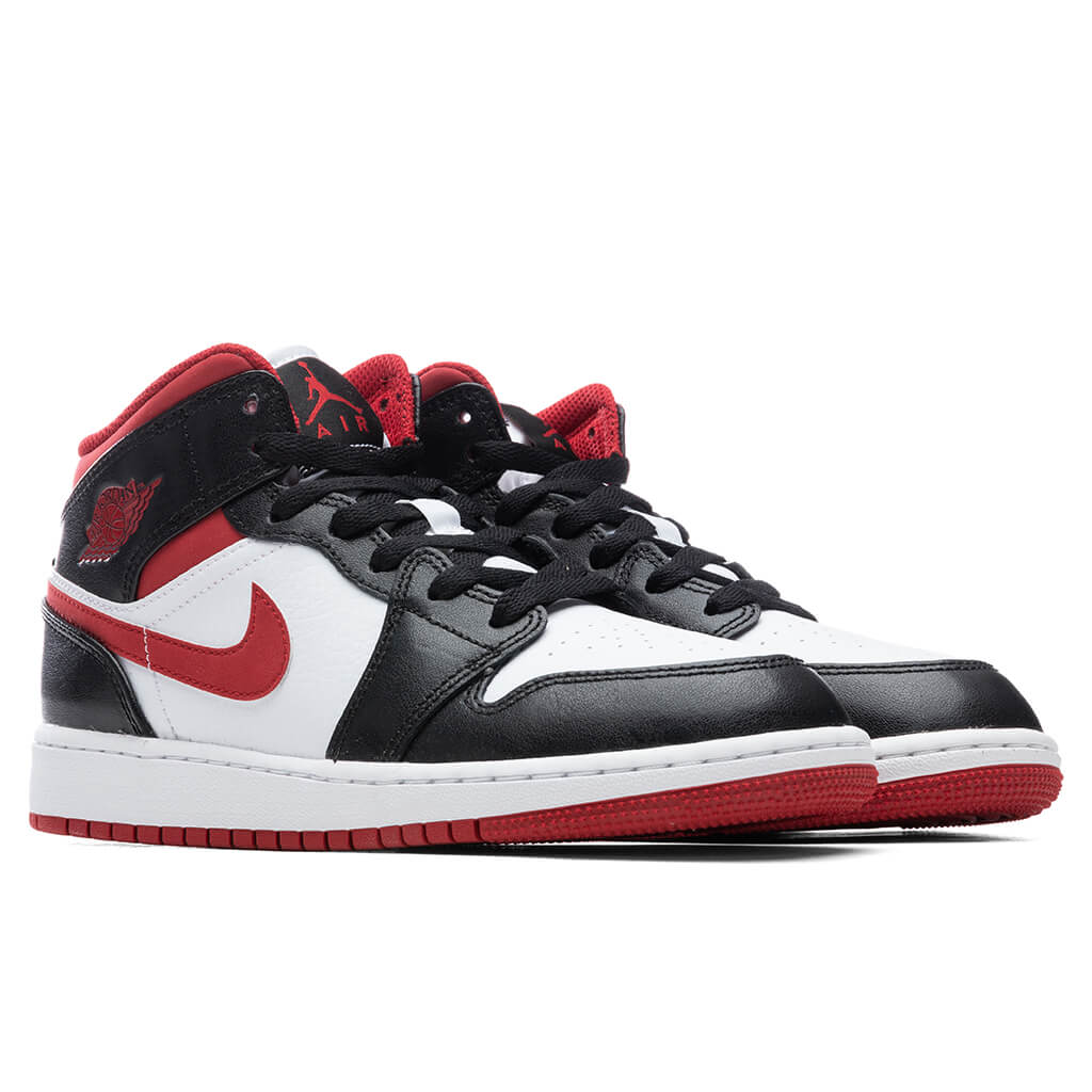 Air Jordan 1 Mid (GS) - White/Gym Red/Black