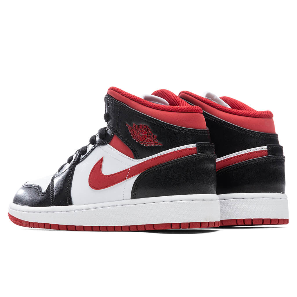 Air Jordan 1 Mid (GS) - White/Gym Red/Black