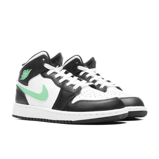 Air Jordan 1 Mid (GS) - White/Green Glow/Black