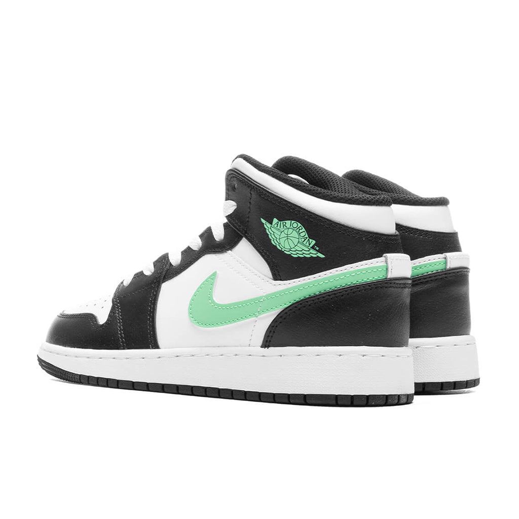 Air Jordan 1 Mid (GS) - White/Green Glow/Black