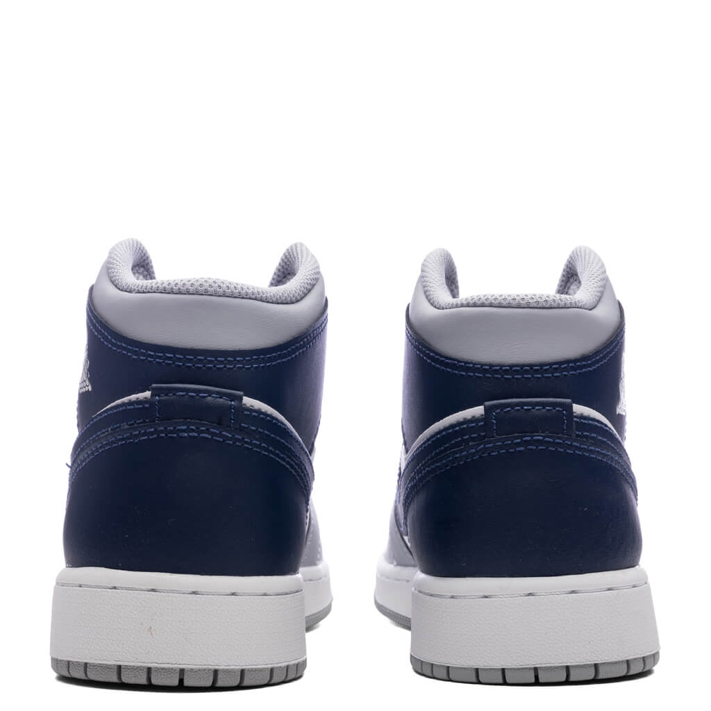 Air Jordan 1 Mid (GS) - White/Midnight Navy/Wolf Grey
