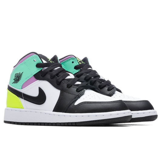Air Jordan 1 Mid (GS) - White/Volt