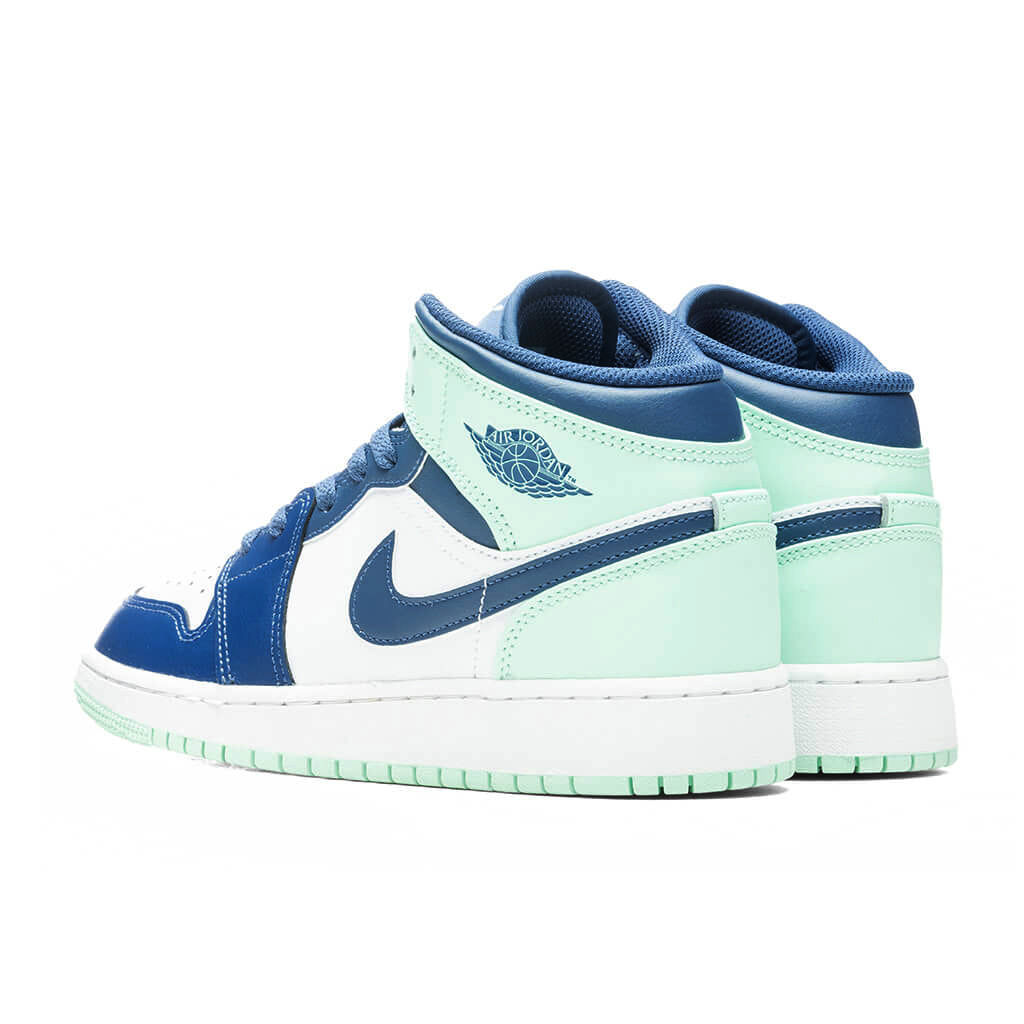 Air Jordan 1 Mid (GS) 'Blue Mint' - Mystic Navy/Mint/White