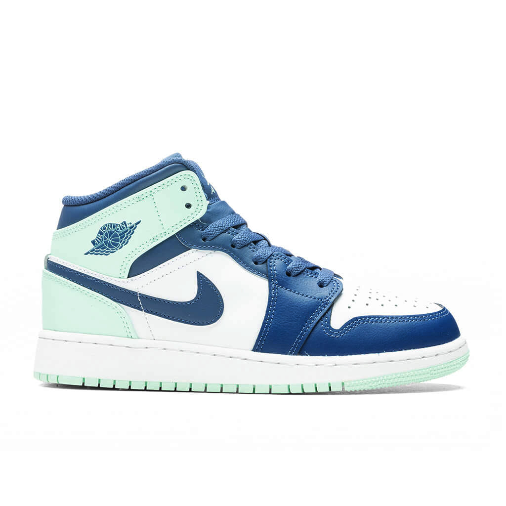 Air Jordan 1 Mid (GS) 'Blue Mint' - Mystic Navy/Mint/White