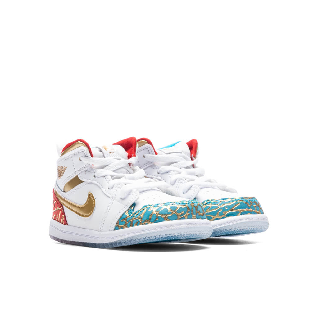Air Jordan 1 Mid (TD) - White/Metallic Gold/University Red