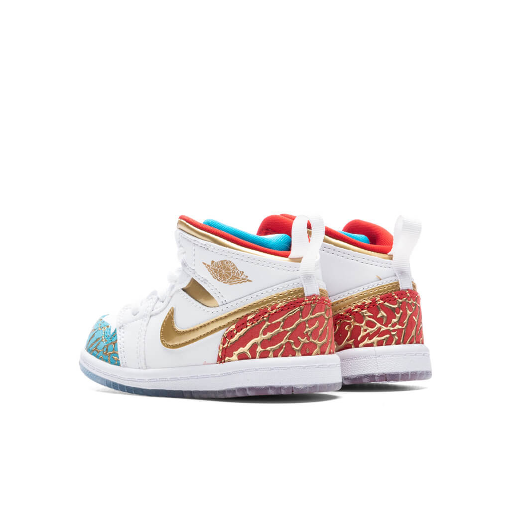 Air Jordan 1 Mid (TD) - White/Metallic Gold/University Red
