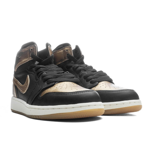 Air Jordan 1 Retro High OG (GS) 'Black and Gold' - Black/Metallic Gold/Sail
