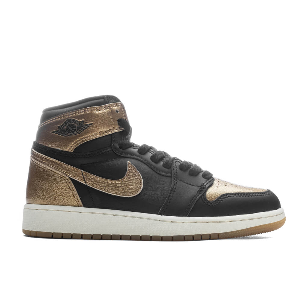 Air Jordan 1 Retro High OG (GS) 'Black and Gold' - Black/Metallic Gold/Sail