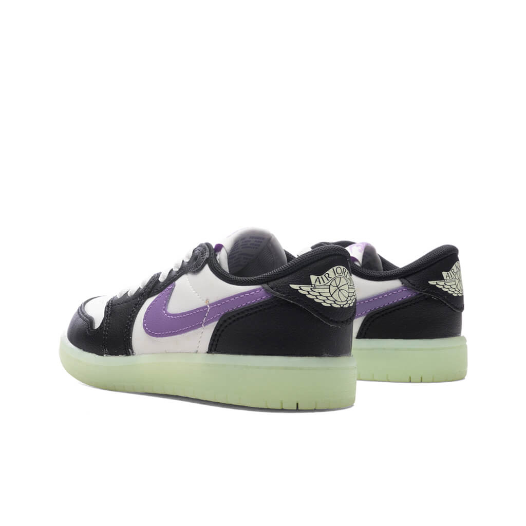 Air Jordan 1 Retro Low OG (PS) - Black/Black Raspberry/Volt Tint