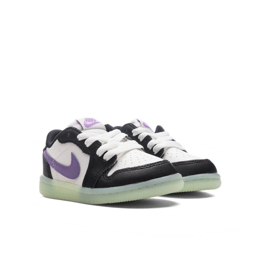 Air Jordan 1 Retro Low OG (TD) - Black/Black Raspberry/Volt TInt