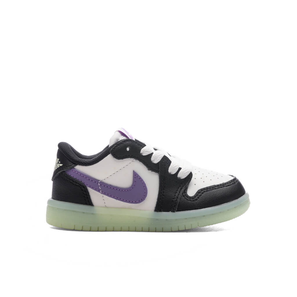 Air Jordan 1 Retro Low OG (TD) - Black/Black Raspberry/Volt TInt