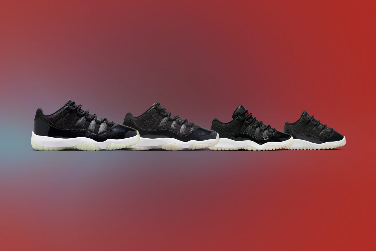 Air Jordan 11 Retro Low (PS) '72-10' - Black/Gym Red/White
