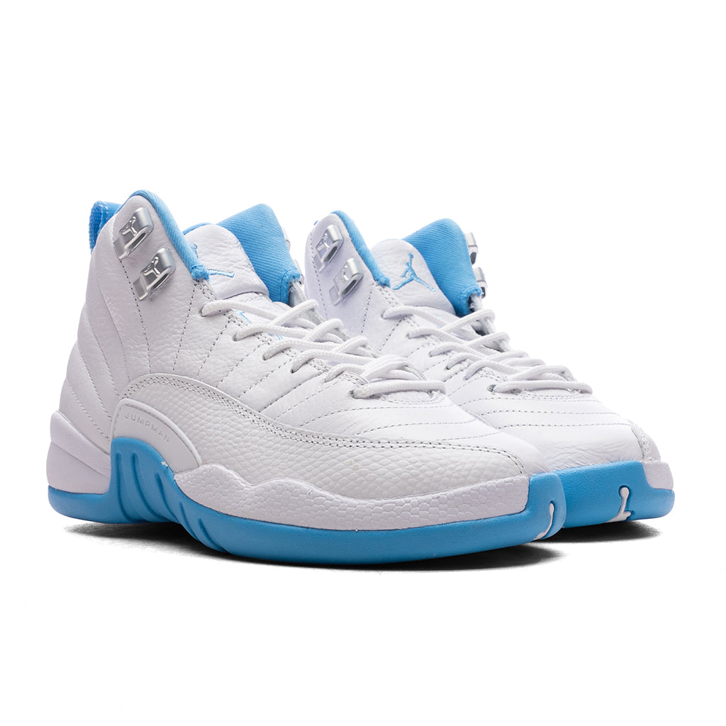 Air Jordan 12 Retro 'Melo' (GS) - White/University Blue/Metallic Silver
