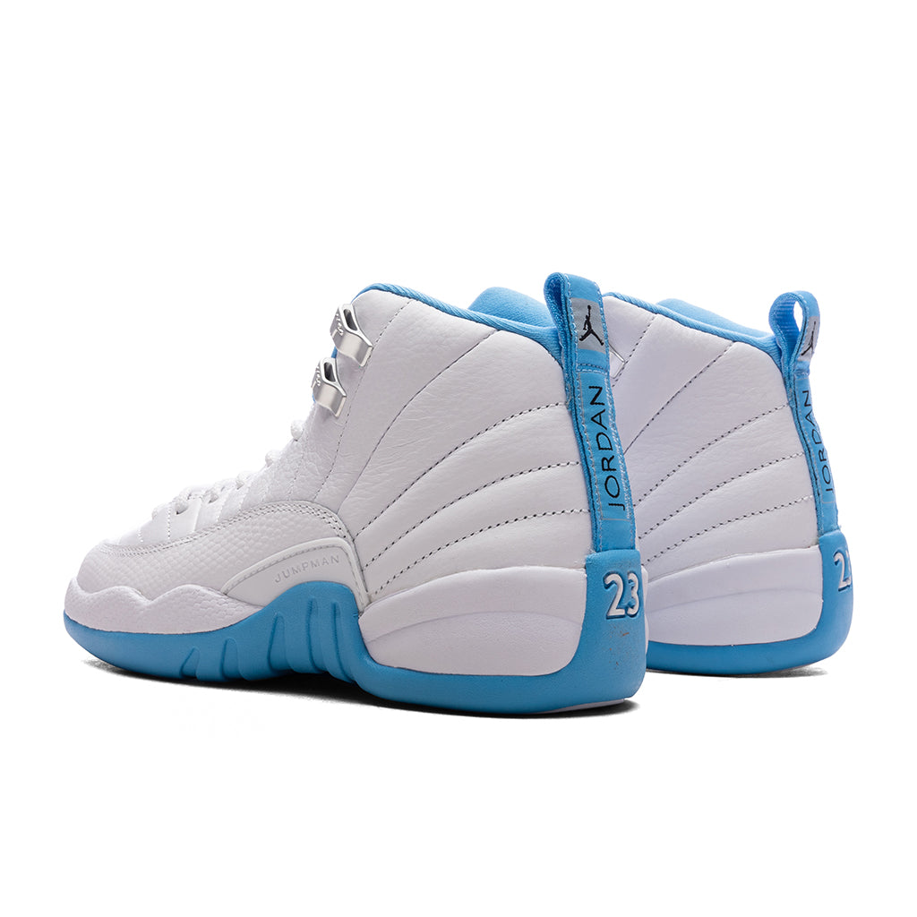 Air Jordan 12 Retro 'Melo' (GS) - White/University Blue/Metallic Silver